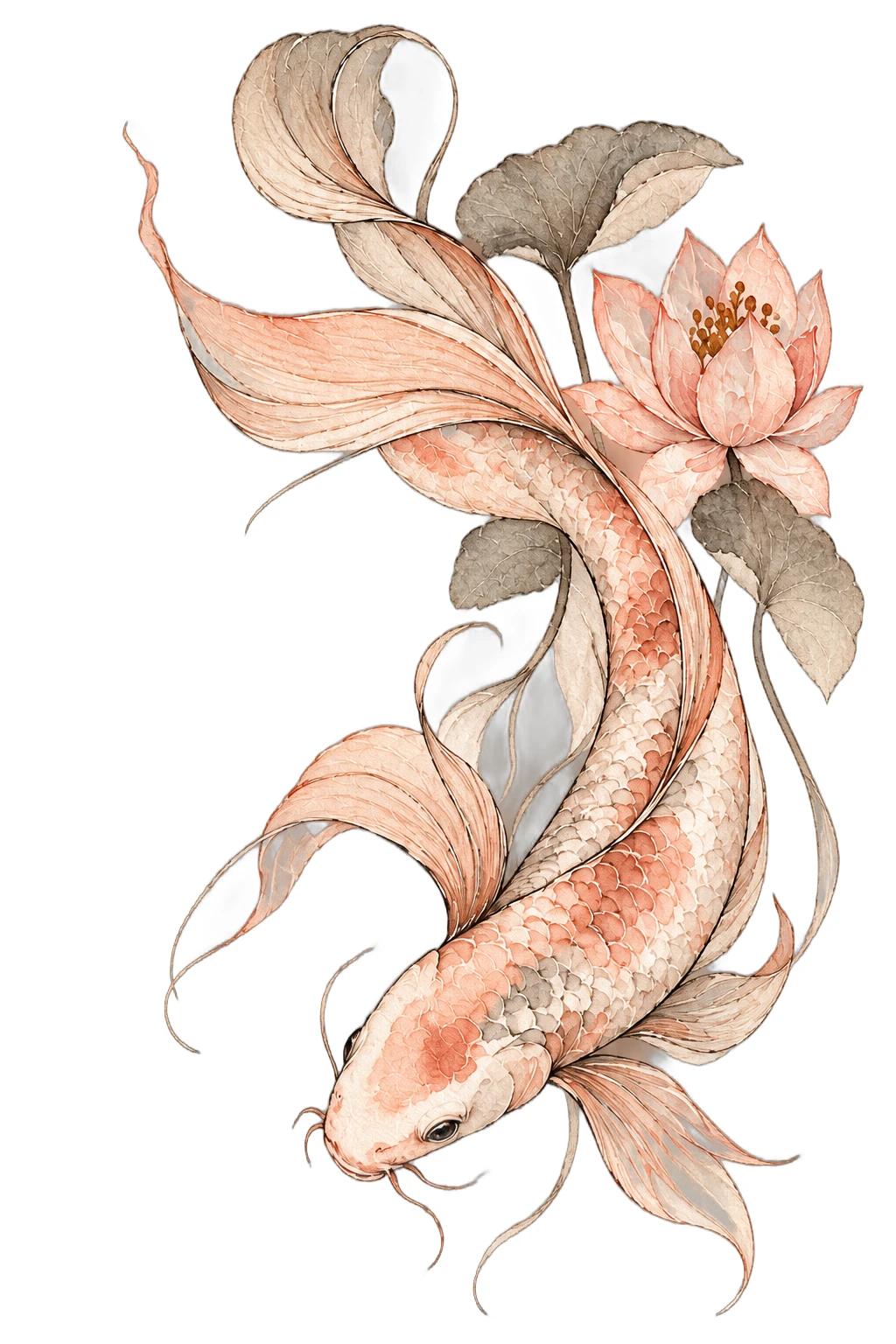 Koi & Lotus, original painting